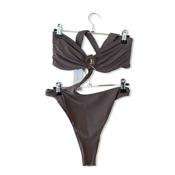 NWT Riot Swim Belen One Piece Mystic taupe gray monokini swimsuit Revolve L - Picture 3 of 10